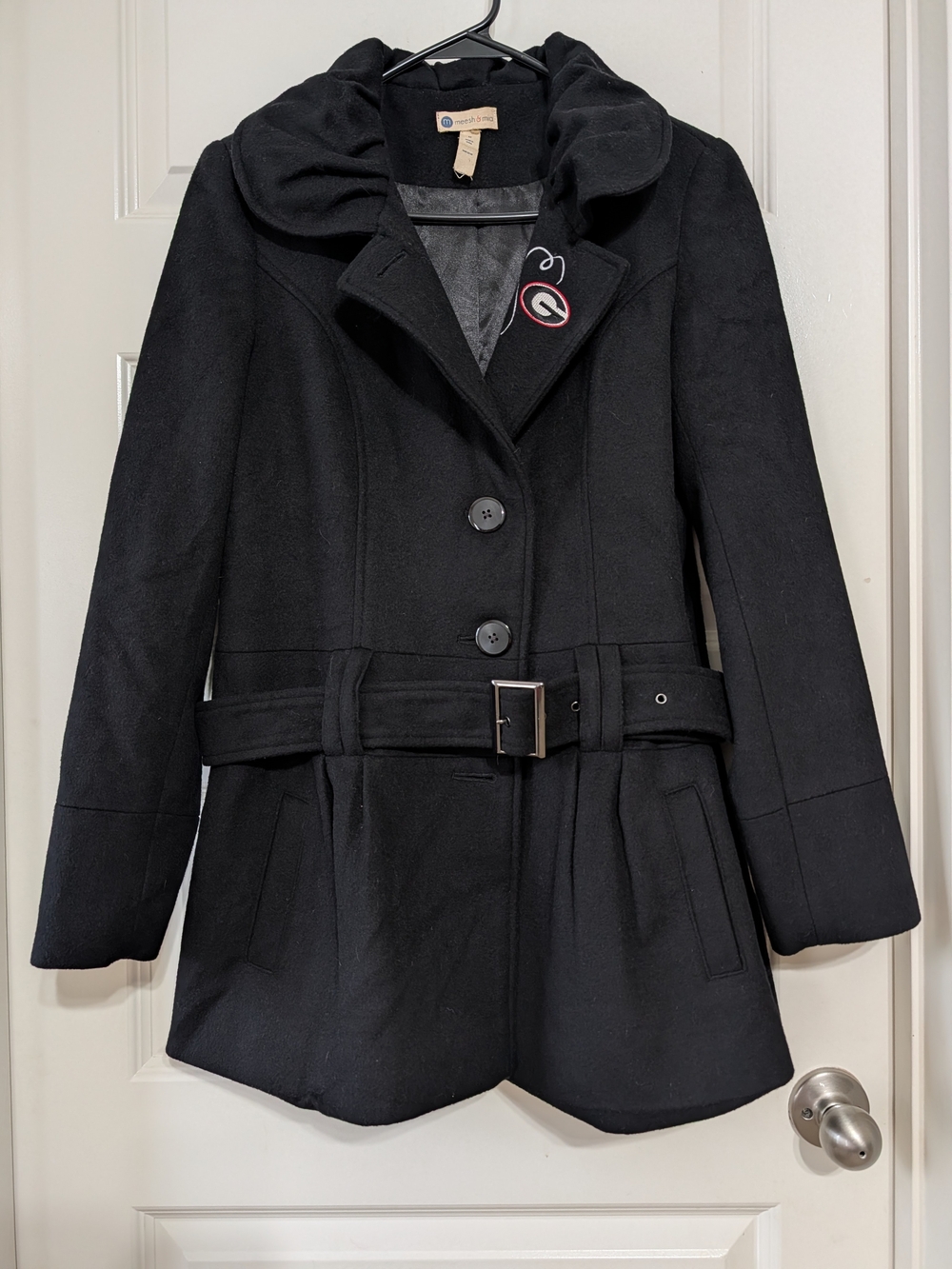 Georgia Bulldogs Women’s Black Hooded Belted Pea Coat Medium